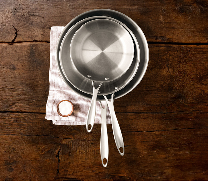 Regal Ware pans on wood table