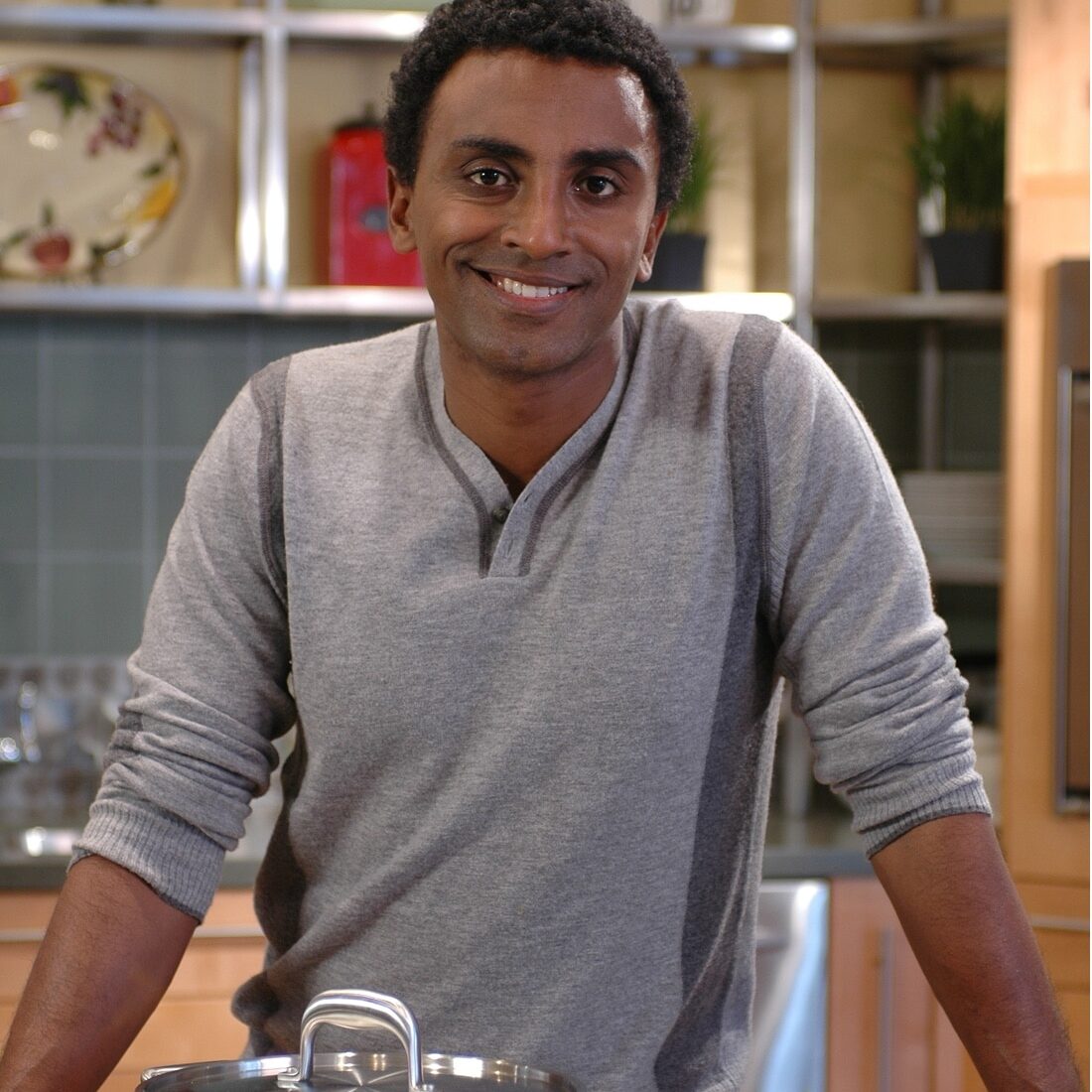Chef Marcus Samuelsson standing with Regal Ware cookware